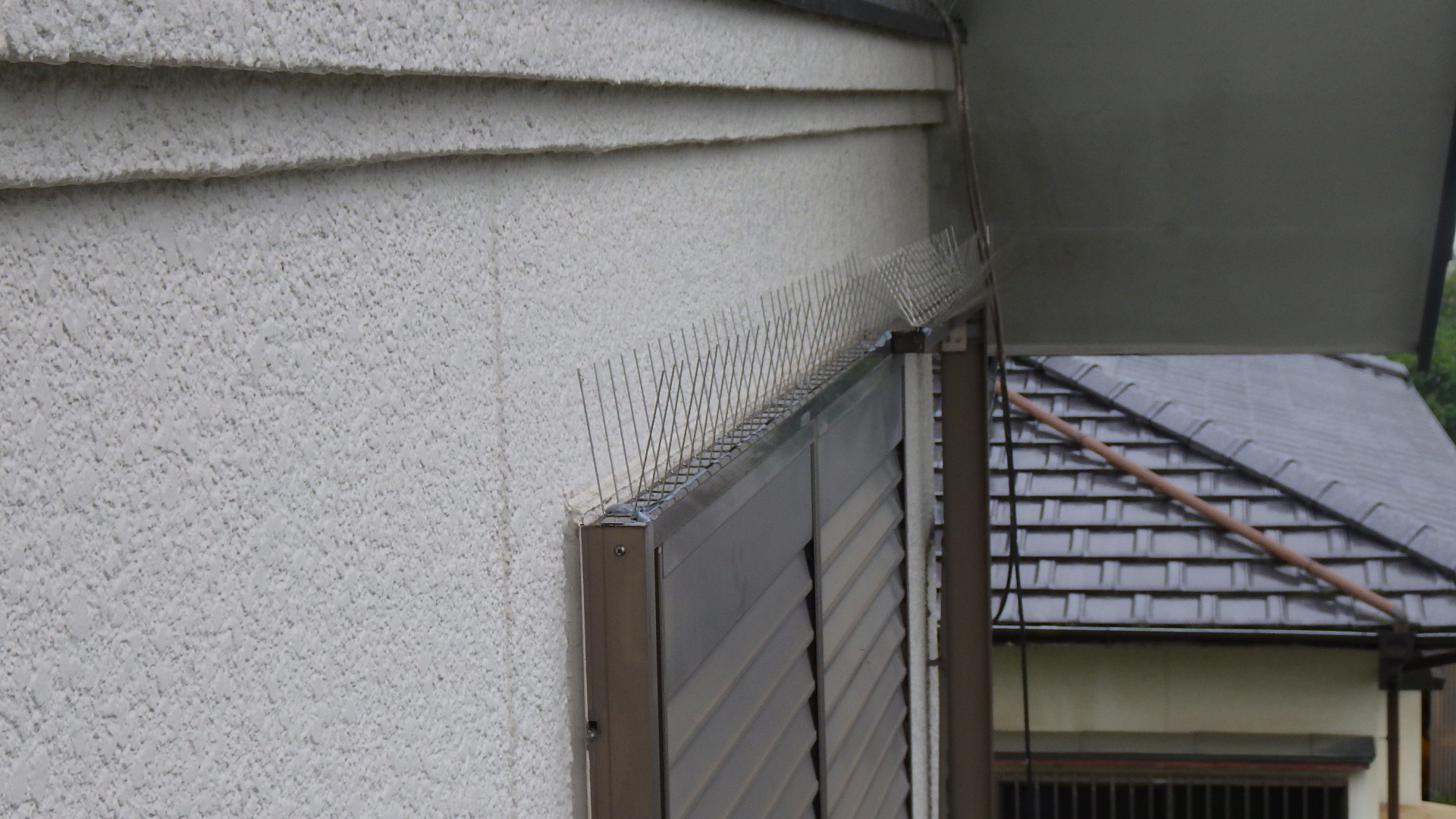 戸建て 壁面突起部・出窓上部・呼樋 鳩対策剣山設置 - 施工実績|ハト対策防衛隊